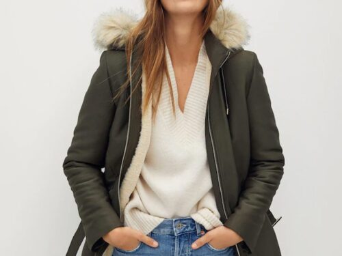 Faux shearling-lined parka