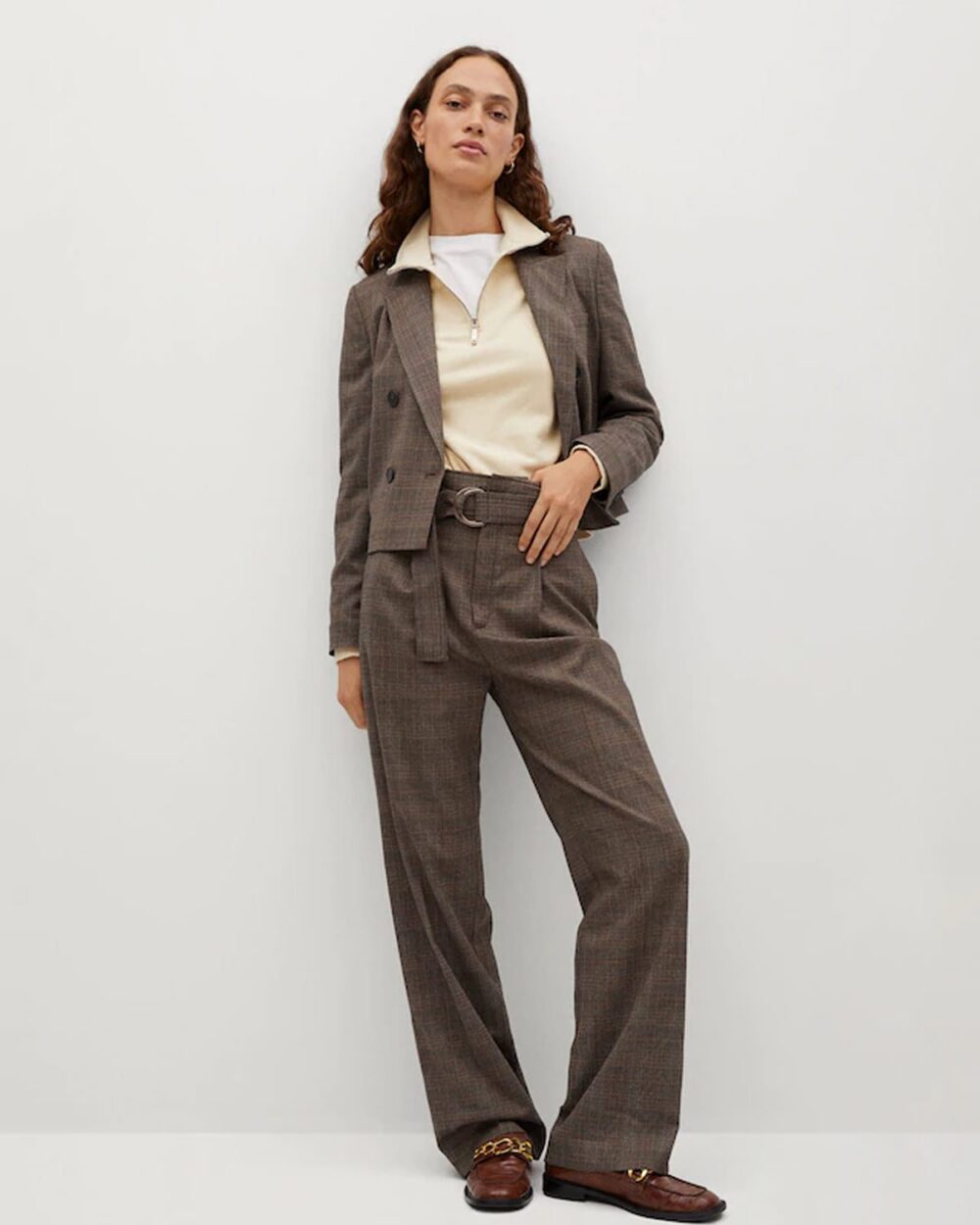 Check cropped suit jacket