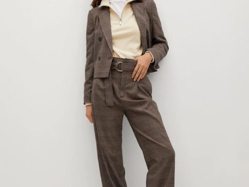 Check cropped suit jacket