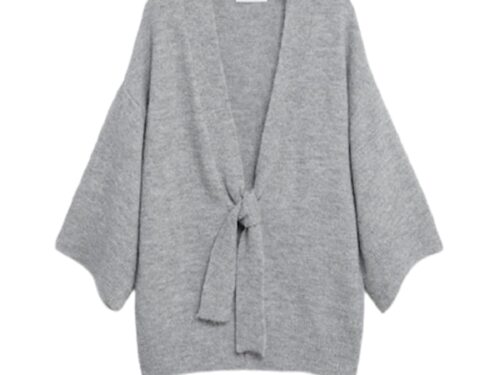 Knitted cardigan with belt
