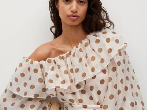 Polka-dot dress with ruffles